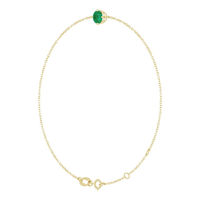 14K Yellow 5 mm Lab-Grown Emerald 6 1/2-7 1/2' Bracelet