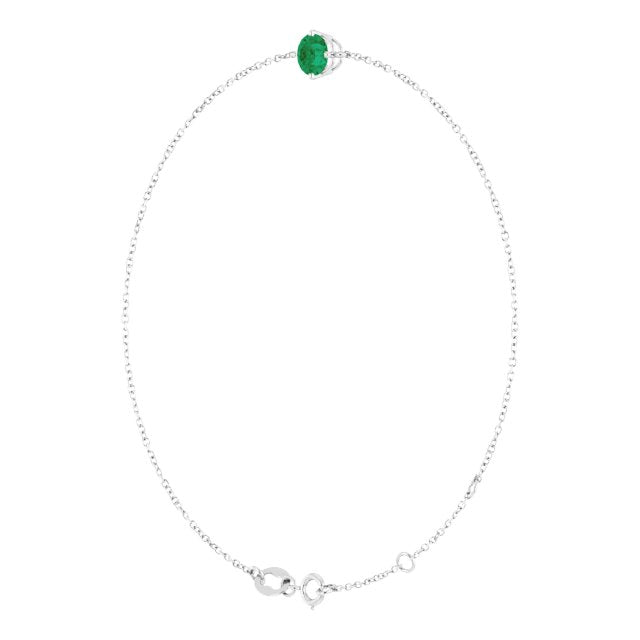 14K White 5 mm Lab-Grown Emerald 6 1/2-7 1/2' Bracelet