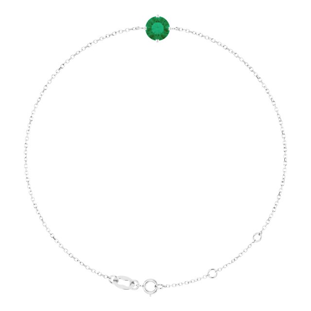 14K White 6 mm Lab-Grown Emerald 6 1/2-7 1/2' Bracelet