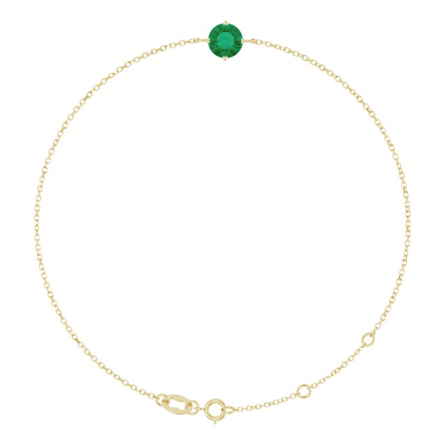 14K Yellow 6 mm Lab-Grown Emerald 6 1/2-7 1/2' Bracelet