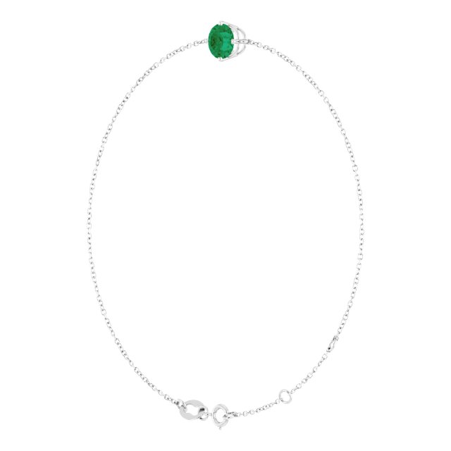 14K White 6 mm Lab-Grown Emerald 6 1/2-7 1/2' Bracelet