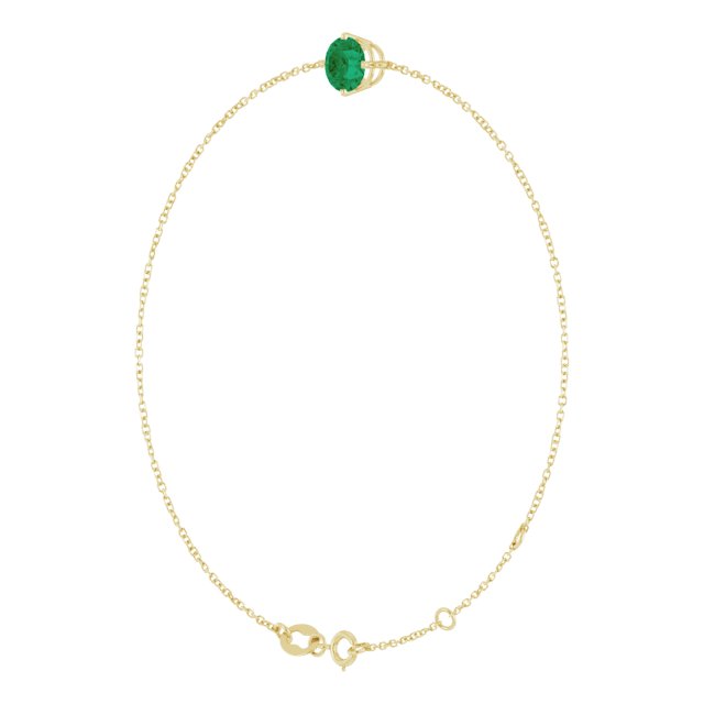 14K Yellow 6 mm Lab-Grown Emerald 6 1/2-7 1/2' Bracelet