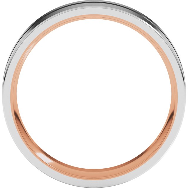 14K Rose/White 6 mm Off-Centered Groove Band Size 7.5