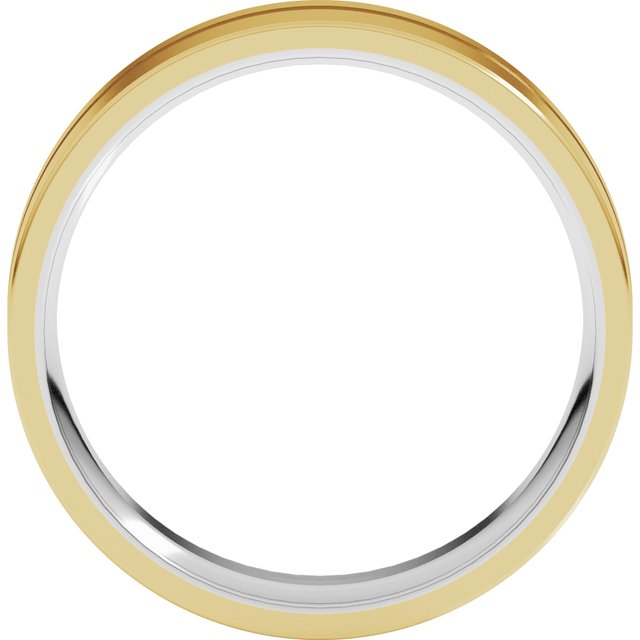 14K White/Yellow 6 mm Off-Centered Groove Band Size 10