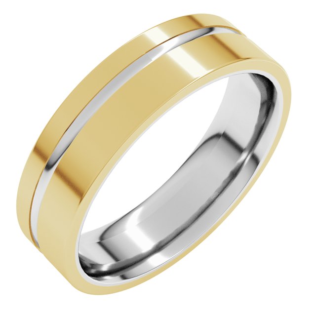 14K White/Yellow 6 mm Off-Centered Groove Band Size 8