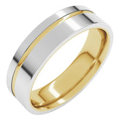 14K Yellow/White 6 mm Off-Centered Groove Band Size 9