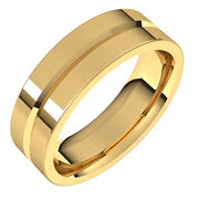 14K Yellow 6 mm Grooved Flat Comfort Fit Band Size 8.5