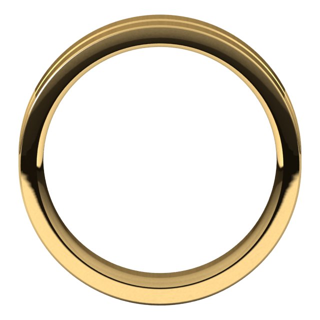 14K Yellow 6 mm Grooved Flat Comfort Fit Band Size 7