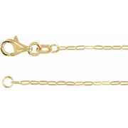 14K Yellow 1.25 mm Paperclip-Style 7' Chain