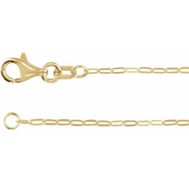14K Yellow 1.25 mm Paperclip-Style 7' Chain