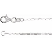 14K White 1.25 mm Paperclip-Style 7' Chain