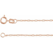 14k Rose 1.25 Mm Figaro 7' Chain
