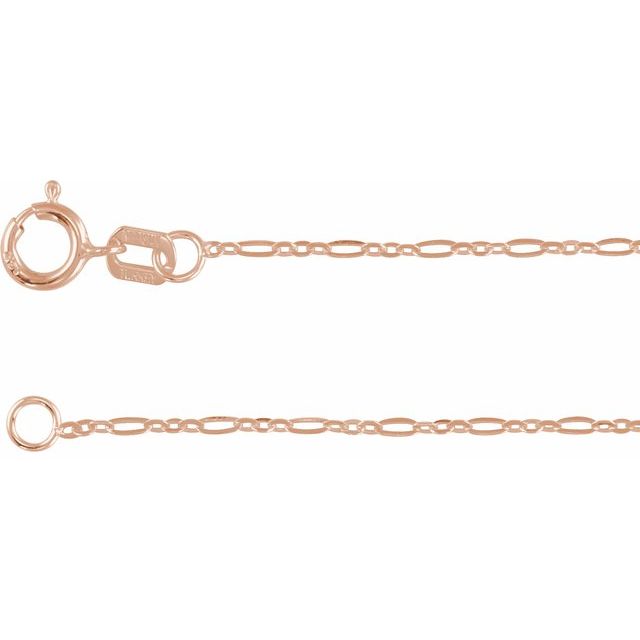 14k Rose 1.25 Mm Figaro 7' Chain