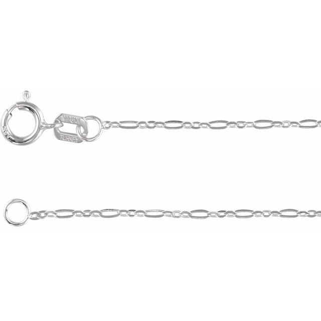 14k White 1.25 Mm Figaro 7' Chain