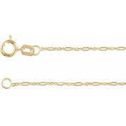 14K Yellow 1.25 mm Figaro 7' Chain