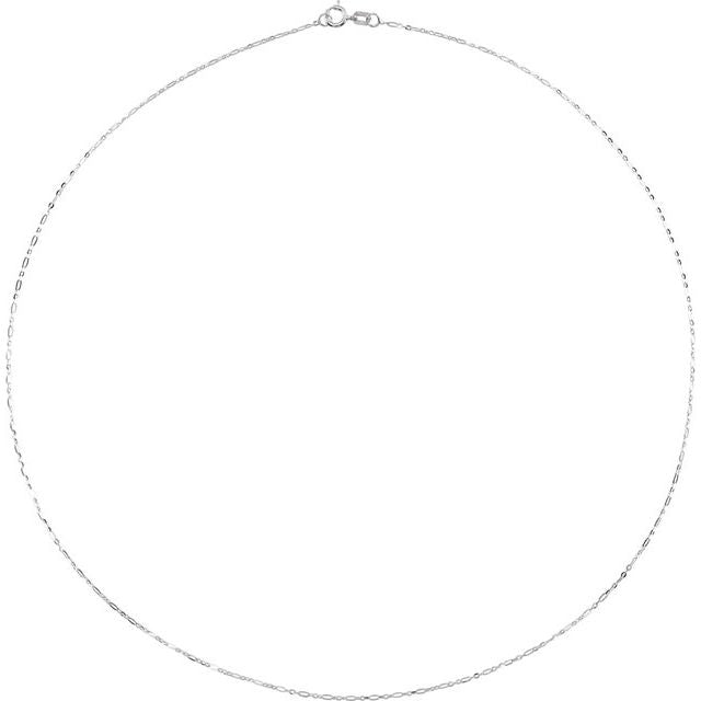 14K White 1.25 mm Figaro 16' Chain