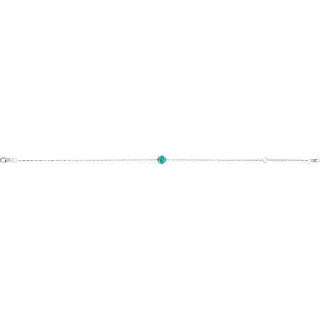 Sterling Silver Lab-Grown Emerald  6 1/2-7-1/2' Bracelet