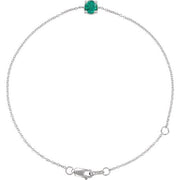 Sterling Silver Lab-Grown Emerald  6 1/2-7-1/2' Bracelet
