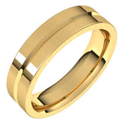 14K Yellow 5 mm Grooved Flat Comfort Fit Band Size 7