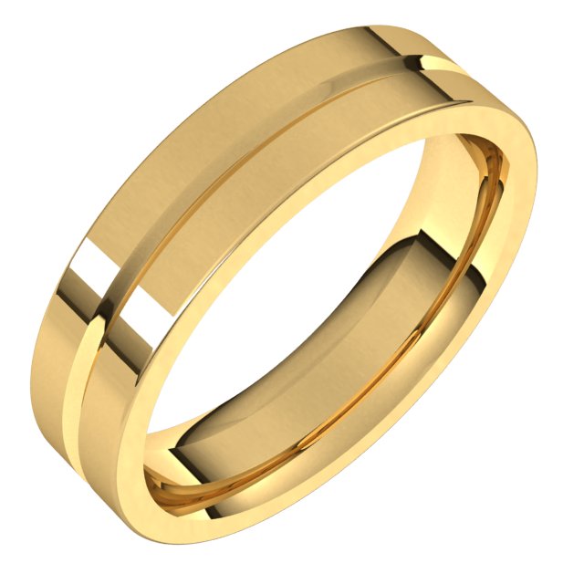 14k Yellow 5 Mm Grooved Comfort-fit Flat Band Size 8