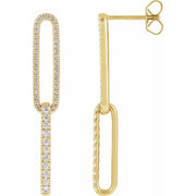14K Yellow 1/2 CTW Lab-Grown Diamond Elongated Link Earrings