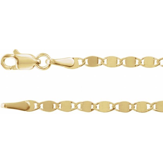 14K Yellow 2.7 mm Mirror 7 1/2' Chain