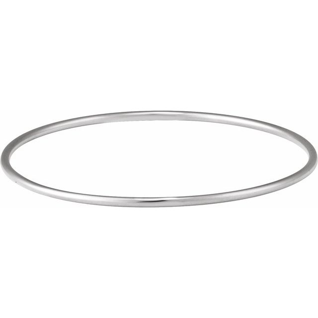 14K White 2 mm Bangle 7 1/2' Bracelet