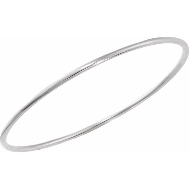 14K White 2 mm Bangle 7 1/2' Bracelet