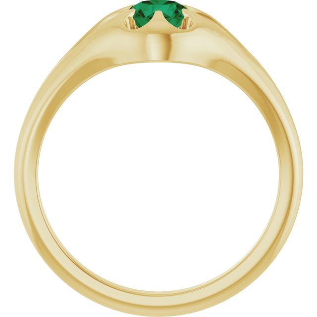 14K Yellow Natural Emerald Belcher Ring