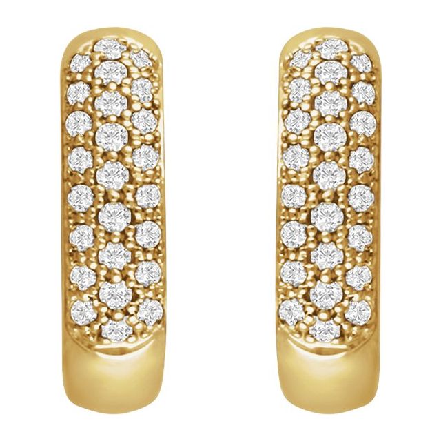 14k Yellow 1/3 Ctw Natural Diamond Hoop Earrings