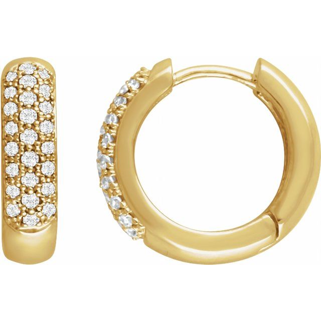 14k Yellow 1/3 Ctw Natural Diamond Hoop Earrings