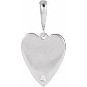 14K White .01 CT Natural Diamond Engravable Heart Pendant