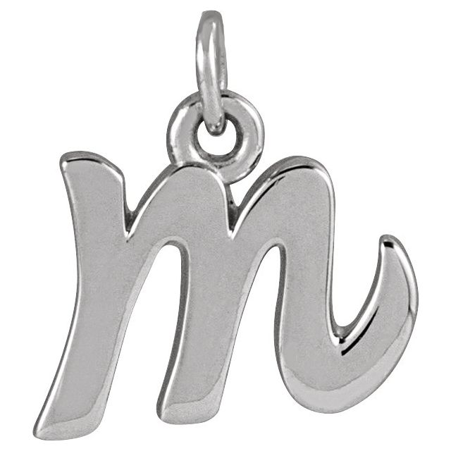 14K White Petite Initial M Pendant