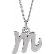 14k White Petite Initial M 16' Necklace