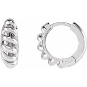 Sterling Silver Right Rope Dome 12.9 mm Hoop Earring