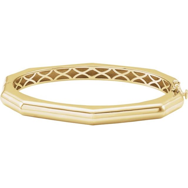 14K Yellow Geometric Hinged 7' Bangle Bracelet