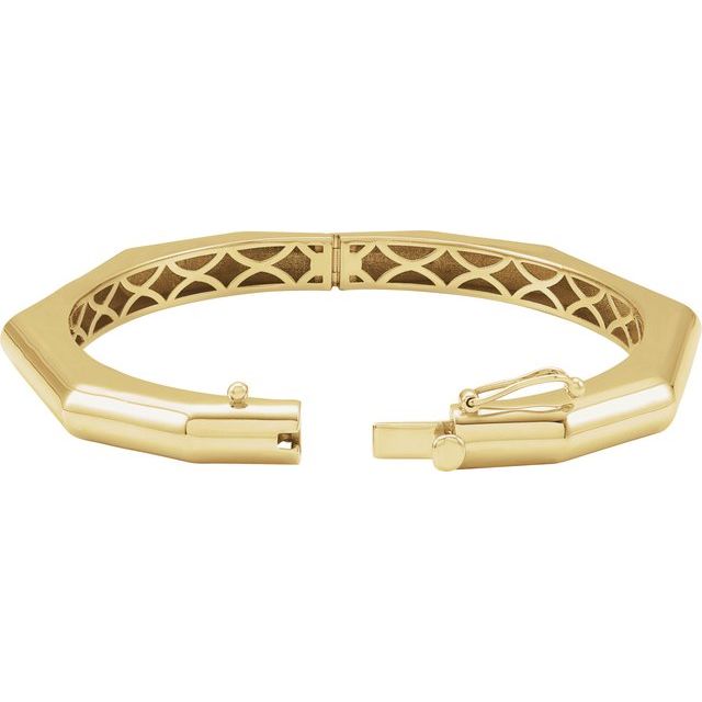 14K Yellow Geometric Hinged 7' Bangle Bracelet