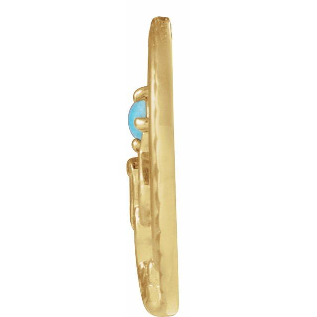14k Yellow Natural Turquoise Phoenix Pendant