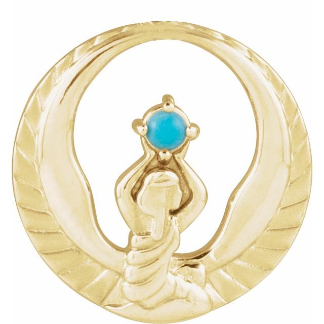 14k Yellow Natural Turquoise Phoenix Pendant