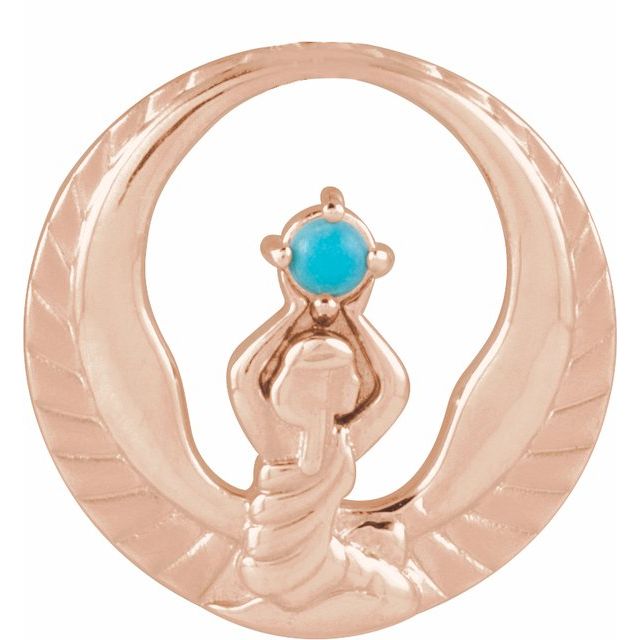 14K Rose Natural Turquoise Phoenix Pendant