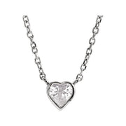 14k White Natural White Sapphire Bezel-set 16-18' Necklace
