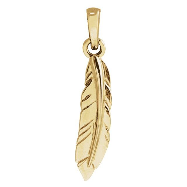 14K Yellow Feather Pendant