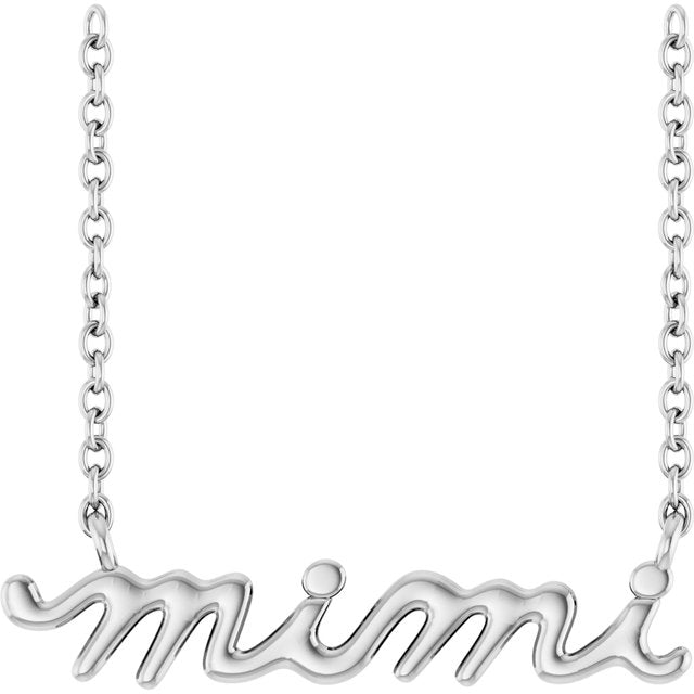 Sterling Silver Mimi Lowercase Script 18' Necklace
