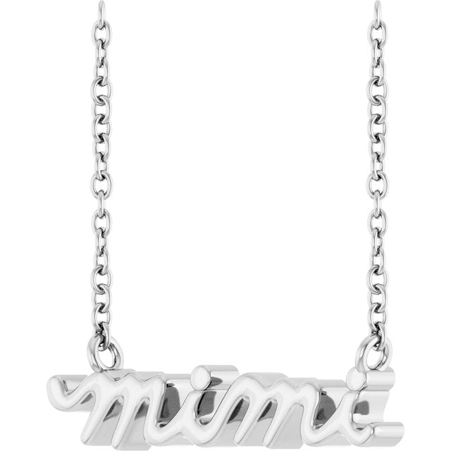 Sterling Silver Mimi Lowercase Script 18' Necklace