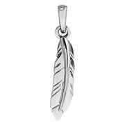 14K White Feather Pendant