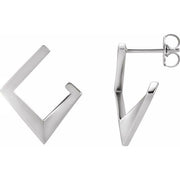 Sterling Silver Geometric Front-Back Hoop Earrings