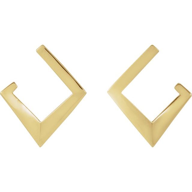 14K Yellow Geometric Front-Back Hoop Earrings