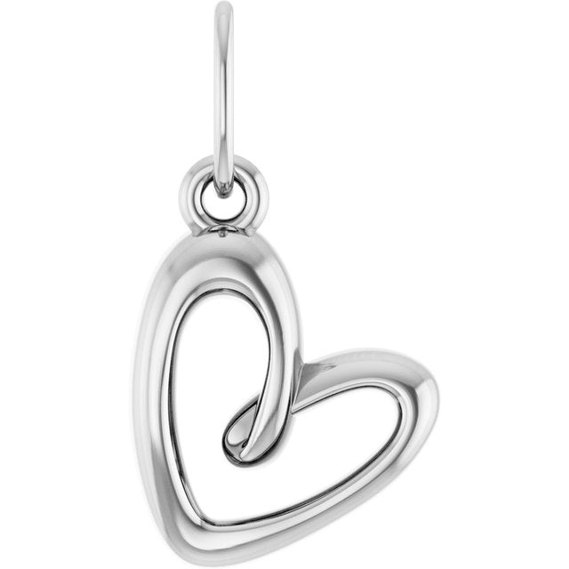 14k White Petite Heart Pendant
