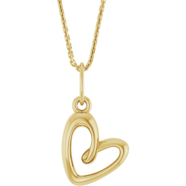 14k Yellow Petite Heart 18' Necklace