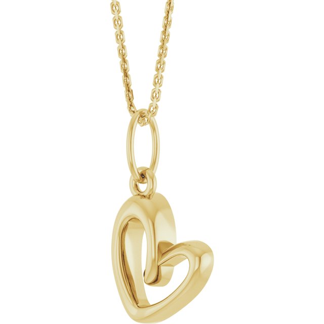 14k Yellow Petite Heart 18' Necklace